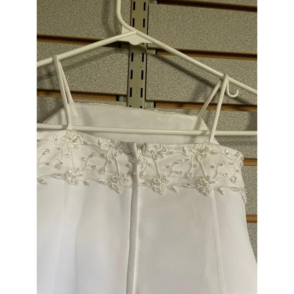 David's Bridal White Flower Girl Dress Size 3 Beaded Formal‎ Party - Picture 5 of 8